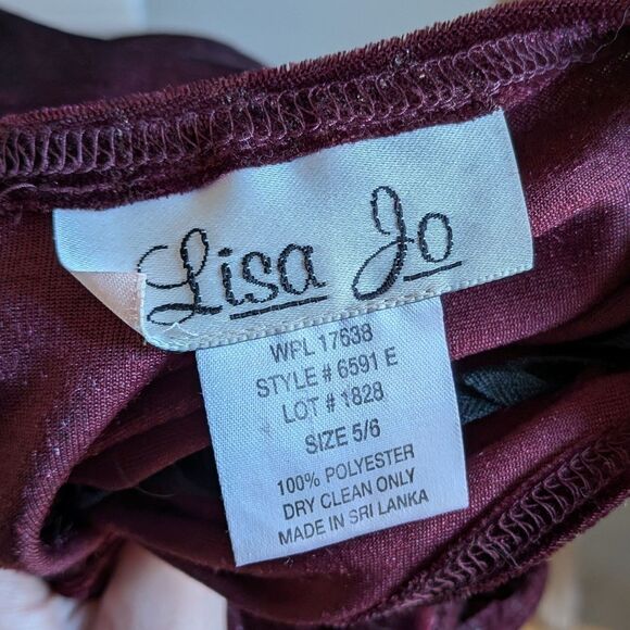 Vintage 90s Lisa Jo Velvet Maxi Dress Glitter Floral Burgundy Whimsigoth Size 5 - Picture 9 of 11